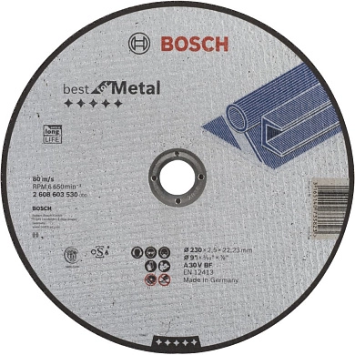 Круг отрезной 230х2.5х22.23 мм для металла Best for Metal (2 608 603 530) BOSCH