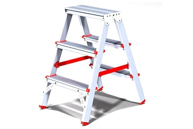 Лестница-стремянка алюм. двухсторон. проф. с площад. NV3121 (2х2 ступ. 45/50см, 3.1кг) Новая высота