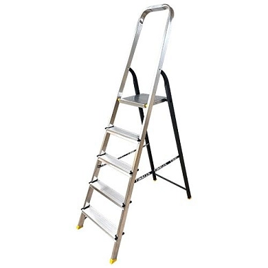 Лестница-стремянка алюм. одностор. усиленная АМS (5 ступ. 103/177см, 4.5кг) АЛЮМЕТ