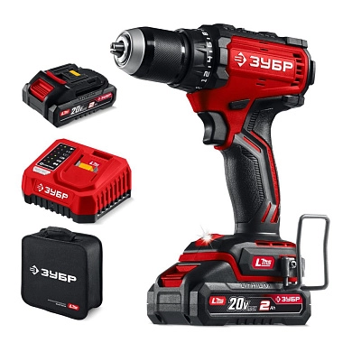 Дрель-шуруповерт аккум. ДБ-65-22 (LMS) (20.0 В, 2 акк. х 2 А/h Li-Ion, 65 Нм, сум.) ЗУБР