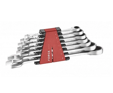 Набор ключей комбинир. 8-19мм, с трещоткой, 7пр. (50726) FORCE