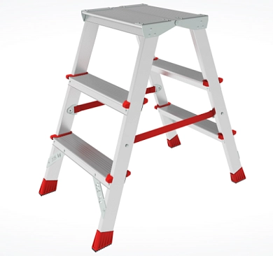 Лестница-стремянка алюм. двухсторон. проф. с площад. NV3121 (2х3 ступ. 67/73см, 4.1кг) Новая высота