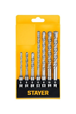 Набор сверл SDS-plus, 7шт., квадро: 5,6,8х110; 6,8,10,12х160 "HERCULES-4Х" (29290-H7) STAYER