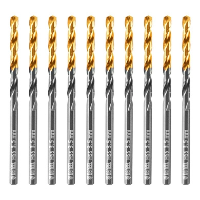 Сверло по металлу 3,5 мм, HSS-TiN, Golden Tip, 10 шт. (717207) DENZEL