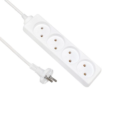 Удлинитель бытовой 3м (ПВС 2х0,75 2,3кВт IP20 4 роз. 220В 10А белый) 77020 POWERMAN ETP