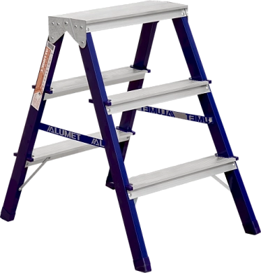 Лестница-стремянка стальная двухсторонняя MD (3 ступ. 65/71см, 3.25кг) АЛЮМЕТ