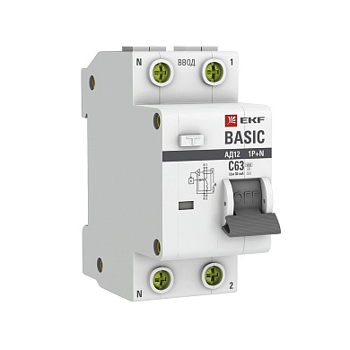 Автомат дифференциальный АД-12 (230/400В 1P+N 32А/30мА (C) 45кА) DA12-32-30-bas EKF Basic