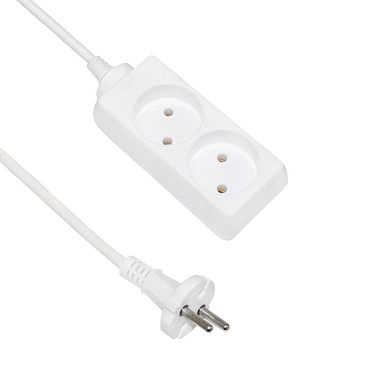 Удлинитель бытовой 10м (ПВС 2х0.75 2,2кВт IP20 2 роз. 220В 10А белый) 77012 POWERMAN ETP