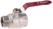 Кран шаровой 1" полнопроходной "мама-папа", ручка, никелированная латунь (51351-N-1) ЗУБР