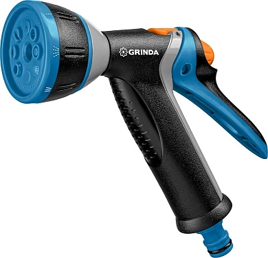 Пистолет-распылитель, 8 режимов, курок сзади, металл. с TPR (8-427339_z02) GRINDA