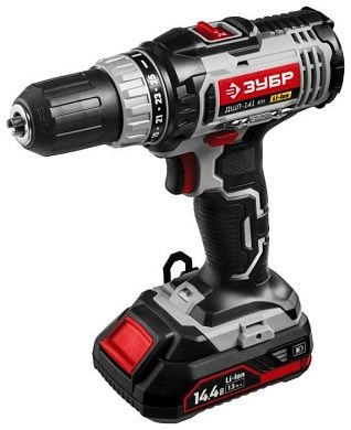 Дрель-шуруповерт аккум. ДШЛ-141 КН (14.4 В, 2 акк. х 1,3 А/ч Li-Ion, 32 Hм, чем.) ЗУБР