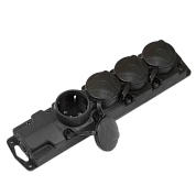 Розетка переносная четырехместная с крышками (220-250В, 16A, IP44, каучук) Р16-467