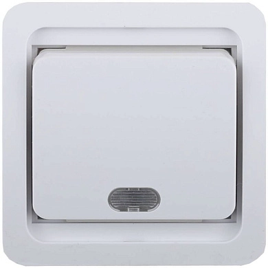 Выключатель "ГАММА" одноклавишный, с подсветкой, цвет белый, 10А/~250В (SV-54131-W) СВЕТОЗАР