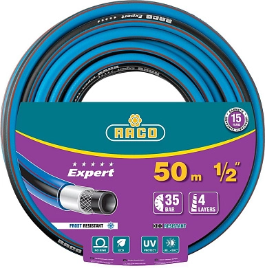 Шланг EXPERT поливочный, 35атм., армированный, 4-х слойный, 1/2"x50м (40302-1/2-50_z01) RACO