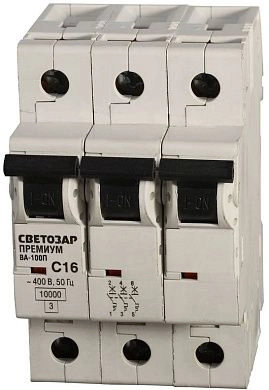 Выключатель автоматический СВЕТОЗАР "ПРЕМИУМ" 3-полюсный, 50 A, "C", откл. сп. 10 кА, 400 В