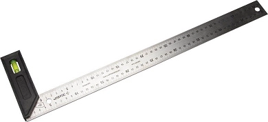 Угольник разметочный, ЗУБР Эксперт 34397-50, усиленный, встроенный уровень, гравирован шкала, нерж п