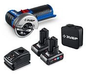 Угловая мини шлифмашина бесщеточная,12В, D76мм, 2 АКБ тип Т7 4Ач, Профессионал (AB-76-42) ЗУБР