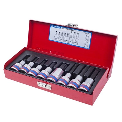 Набор насадок торц. ударн. 1/2" SPLINE M5-M16, L=80мм, CrMo, 8пр. (4128PR) KING TONY