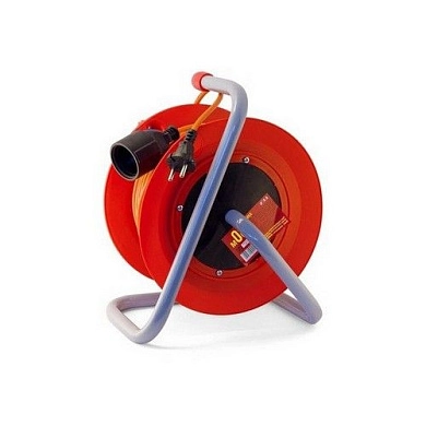 Удлинитель на катушке 25м (ПВС 2х1,0мм2, 10А, IP44, 1 р. (выносная) б/з, 220В, пласт.кат) LUXAR