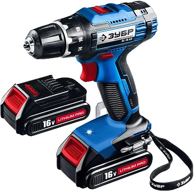 Дрель-шуруповерт аккум. DL-16 A5 (16.0 В, 2 акк. х 1,5 А/ч Li-Ion, 45 Нм, чем.) ЗУБР