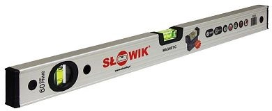 Уровень строительный, 150 см. (0,5мм/м, 650г/м, серебр.), магнитный, быт. (93150) SLOWIK