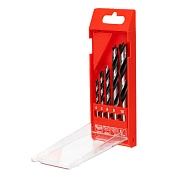 Набор сверл по дереву, 4-5-6-8-10 мм, 5шт., цилиндр. хвостовик, пластиковый кейс (70281) MATRIX