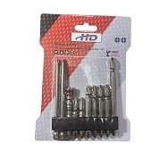 Биты крестообразные 50-100мм 1/4" S2 (набор 10пр) (HD-77911) H-D