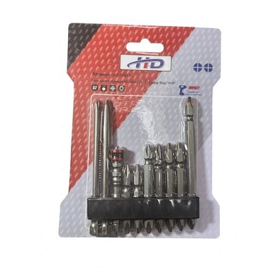Биты крестообразные 50-100мм 1/4" S2 (набор 10пр) (HD-77911) H-D