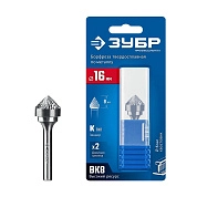 Борфреза зенкерная 16х8х53 мм, тип K, с вершиной 90°, хв-к 6 мм "ПРОФЕССИОНАЛ" (28809-16-8) ЗУБР