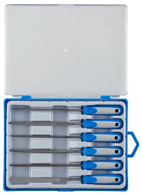 Набор надфилей, двухкомп. ручка, насечка 2=бархатная, 140мм, 6пр. (16020-2-H6) ЗУБР