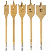 Набор сверл перовых по дереву, 16-20-22-25-32 мм, 5 шт., пластик. кейс (70443) MATRIX