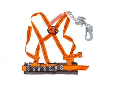 Пояс строительный с наплечными лямками ППВ строп аГ (цепь с аморт.)