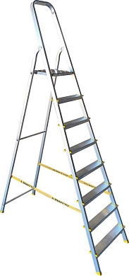 Лестница-стремянка алюм. одностор. усиленная АМS (8 ступ. 166/246см, 6.6кг) АЛЮМЕТ