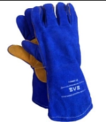 Краги сварщика, р-р 14, спилковые 5-ти палые с подкладкой, синие, BVB