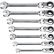 Набор ключей комбинированных трещоточных шарнирных 8-19мм, 7пр. (27101-H7) ЗУБР