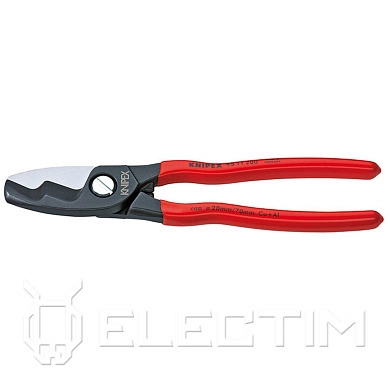 Кабелерез с двойными реж. кромк., 200мм, чёрный, обливные рукоятки (9511200) KNIPEX