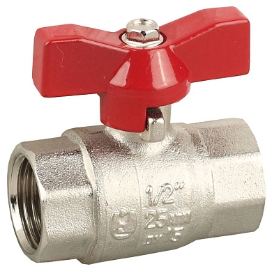 Кран шаровой 3/4" полнопроходной "мама-мама", бабочка, никелированная латунь (51353-N-3/4) ЗУБР