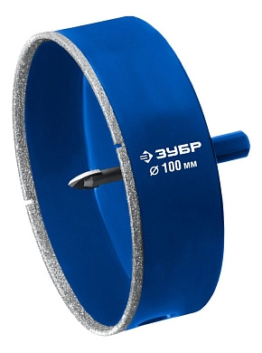 Коронка алмазная АГК d 100мм центр. сверло, трехгр. хвост, Р60, Профессионал (29850-100) ЗУБР