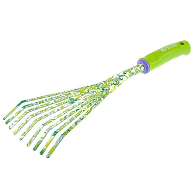 Грабли веерные 9-зубые, 130х415 мм, стальные, пластиковая рукоятка, FLOWER GREEN (620425) PALISAD