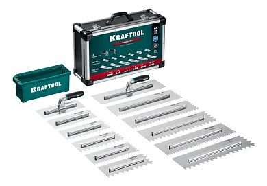 Набор нержавеющих гребенок (гладилок), 12 лезвий + 2 ручки (33268-H12) KRAFTOOL