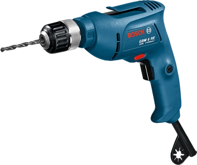 Дрель GBM 6 RE (450 Вт, до 6 мм в мет., 1 скор., патрон БЗП, кор.)(0 601 472 600) BOSCH
