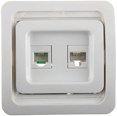 Розетка "ГАММА" комбинированная, телефонная + компьютерная, цвет белый (SV-54119-W) СВЕТОЗАР