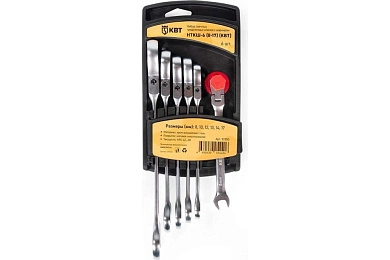 Набор ключей комбинированных трещоточных с шарниром 6пр. 8-17мм (91950) КВТ