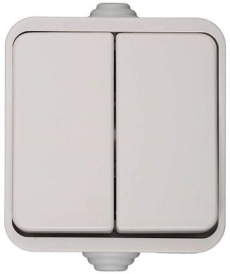 Выключатель БАТТЕРФЛЯЙ двухклавишный, цвет белый, 10А/~250В (SV-54334-W) СВЕТОЗАР