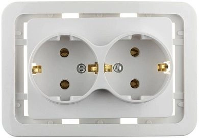 Розетка "ГАММА" двойная, с заземлением, цвет белый, 16А/~250В (SV-54107-W) СВЕТОЗАР