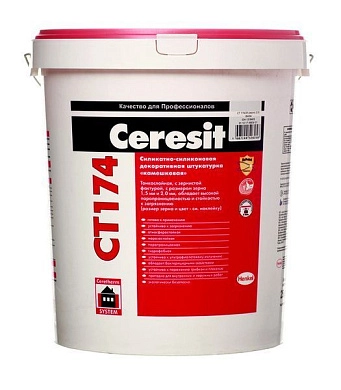 Штукатурка декор., CT 174 CERESIT (нар./внутр.;камешковая; силикат.-силикон.; грC; з. 2,0мм), 25кг
