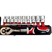 Набор головок с трещоткой и удлинителем 1/4" 4-13мм, 12пр., CrV (HD-14432) H-D