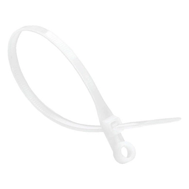 Хомут нейлоновый с отверстием для крепления кабеля 4,8х200 белый (100шт) 64506 ETP
