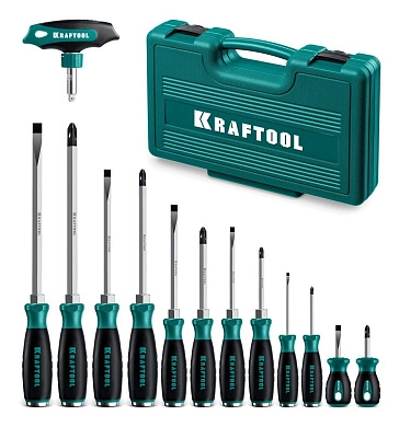 Набор ударных отверток, 13 шт, сквозной стержень Cr-Mo, IMPACT (25035) KRAFTOOL