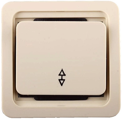 Выключатель СВЕТОЗАР "ГАММА" проходной одноклавишный, без подсветки, цвет бежевый, 10А/~250В